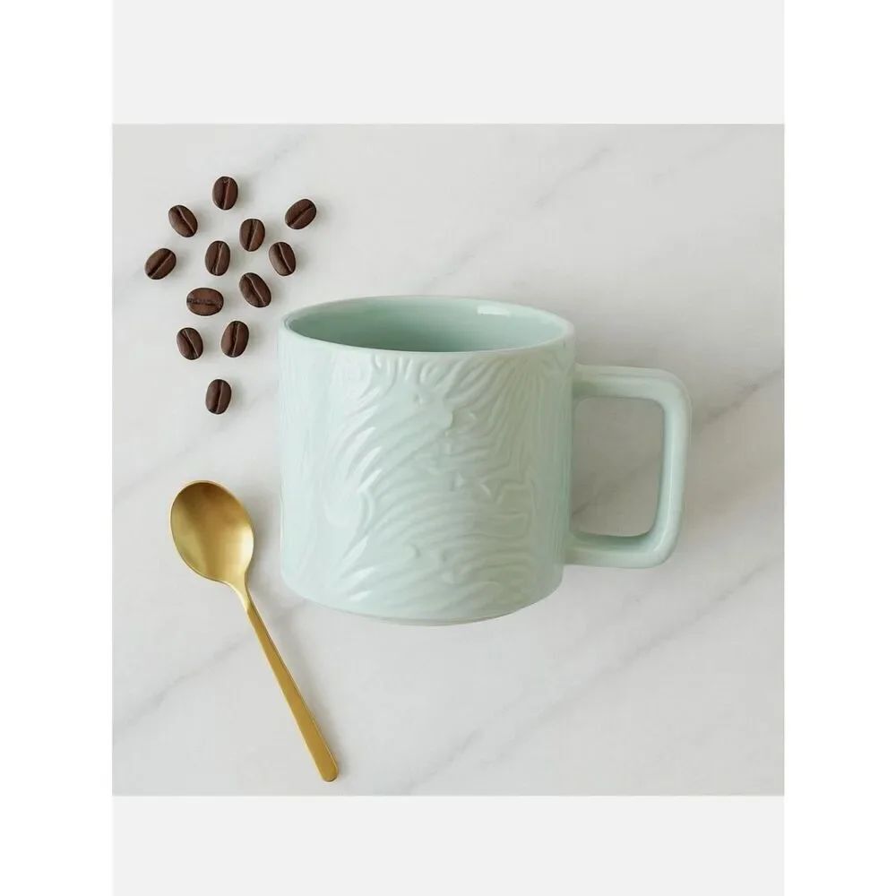 Starbucks Mint Green Siren Mermaid Tail Textured Ceramic Collectible Coffee Mug